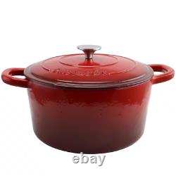 Faitout en fonte émaillée antiadhésive Artisan 7 Qt. rond en rouge écarlate avec couvercle