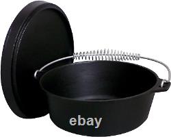 Faitout en fonte émaillée de 16 quarts avec couvercle, pré-assaisonné, grande casserole pour camping