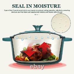 Faitout en fonte émaillée de 4,5QT avec couvercle, livre de recettes et maniques en coton