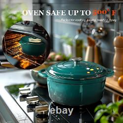Faitout en fonte émaillée de 4,5QT avec couvercle, livre de recettes et maniques en coton
