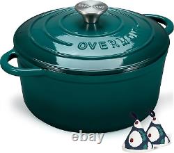 Faitout en fonte émaillée de 4,5QT avec couvercle, livre de recettes et maniques en coton
