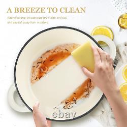 Faitout en fonte émaillée de 5,5QT avec couvercle, livre de recettes et maniques en coton