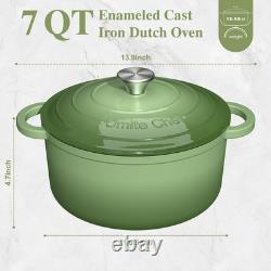 Faitout en fonte émaillée de 7Qt avec couvercle vert sauge Umite Chef