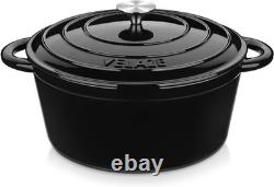 Faitout en fonte émaillée de 7,5 QT avec couvercle, faitout avec poignées doubles