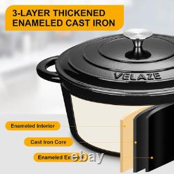 Faitout en fonte émaillée de 7,5 QT avec couvercle, faitout avec poignées doubles