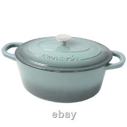 Faitout en fonte émaillée oval en gris ardoise de 7 Qt avec couvercle