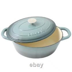 Faitout en fonte émaillée oval en gris ardoise de 7 Qt avec couvercle