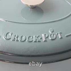 Faitout en fonte émaillée oval en gris ardoise de 7 Qt avec couvercle