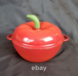 Faitout en fonte émaillée rouge avec couvercle en caoutchouc de 3 Qt