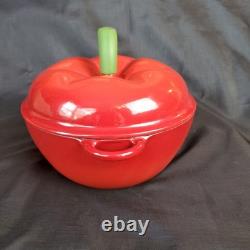 Faitout en fonte émaillée rouge avec couvercle en caoutchouc de 3 Qt