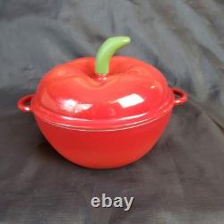 Faitout en fonte émaillée rouge avec couvercle en caoutchouc de 3 Qt