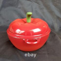 Faitout en fonte émaillée rouge avec couvercle en caoutchouc de 3 Qt