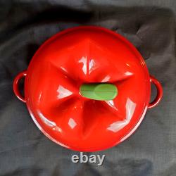 Faitout en fonte émaillée rouge avec couvercle en caoutchouc de 3 Qt