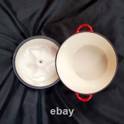 Faitout en fonte émaillée rouge avec couvercle en caoutchouc de 3 Qt