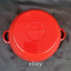 Faitout en fonte émaillée rouge avec couvercle en caoutchouc de 3 Qt