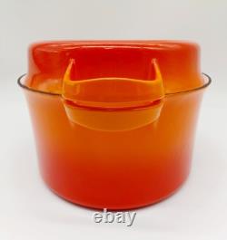 Faitout en fonte émaillée vintage de 5 qt avec couvercle grill rouge/orange style Staub