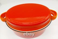 Faitout en fonte émaillée vintage de 5 qt avec couvercle grill rouge/orange style Staub