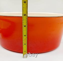 Faitout en fonte émaillée vintage de 5 qt avec couvercle grill rouge/orange style Staub