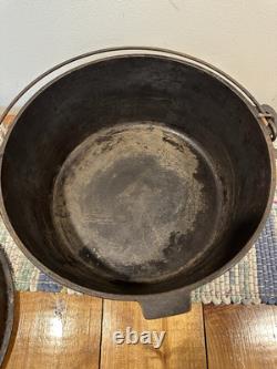 Faitout en fonte n° 10 E vintage préféré avec poignée en arc et couvercle à dôme haut