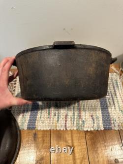 Faitout en fonte n° 10 E vintage préféré avec poignée en arc et couvercle à dôme haut