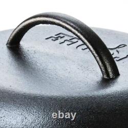 Faitout en fonte noire de 5 quarts avec couvercle pour four, cuisinière, grill ou feu de camp