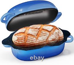Faitout en fonte pour pain au levain 2,5QT avec doublure en silicone antiadhésive