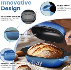 Faitout en fonte pour pain au levain 2,5QT avec doublure en silicone antiadhésive