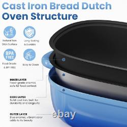 Faitout en fonte pour pain au levain 2,5QT avec doublure en silicone antiadhésive