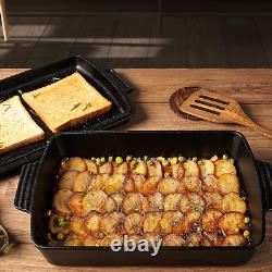 Faitout en fonte pré-assaisonné de 6QT avec couvercle de poêle et ensemble de plaque de cuisson