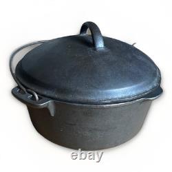 Faitout en fonte vintage Griswold #8 logo incliné 5 quarts avec couvercle / antiquité