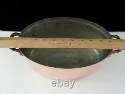 Faitout ovale en cuivre estampillé français de 3 qt, pot doublé d'étain avec couvercle