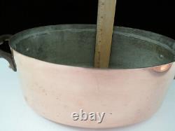 Faitout ovale en cuivre estampillé français de 3 qt, pot doublé d'étain avec couvercle