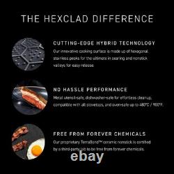 Faitout ovale hybride antiadhésif de 6,5 quarts avec couvercle en acier inoxydable, poignée froide