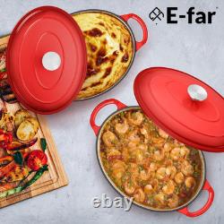 Faitout ovale néerlandais de 7QT avec couvercle, faitout en fonte émaillée avec double poignée