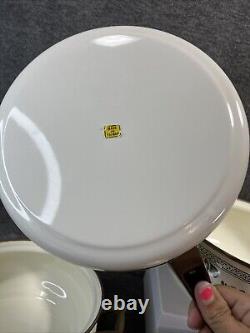 Fissler Ensemble de 7 pièces en émail des années 1960 avec poignées en laiton Nouveau Amsterdam