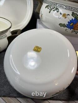 Fissler Ensemble de 7 pièces en émail des années 1960 avec poignées en laiton Nouveau Amsterdam