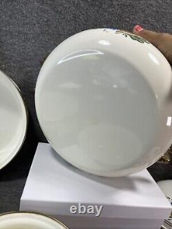 Fissler Ensemble de 7 pièces en émail des années 1960 avec poignées en laiton Nouveau Amsterdam