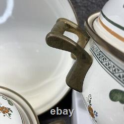 Fissler années 1960 Milieu du siècle 7 pièces en émail avec poignées en laiton New Amsterdam