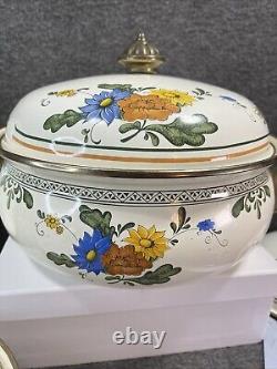 Fissler années 1960 Milieu du siècle 7 pièces en émail avec poignées en laiton New Amsterdam