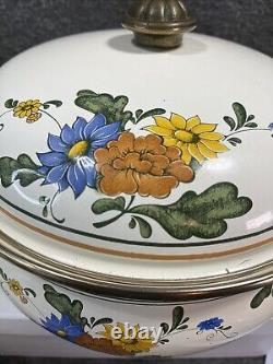 Fissler années 1960 Milieu du siècle 7 pièces en émail avec poignées en laiton New Amsterdam