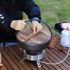 Fonte D'acier émaillée Robuste Avec Couvercle En Bois Et Poignée Ustensiles De Camping
