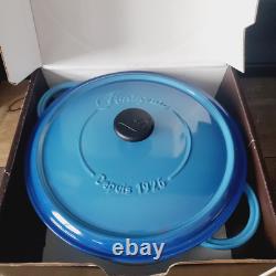 Fontignac Cocotte Cuisson Émail Bleu Fonte Four Français 6,5QT Rond JAMAIS UTILISÉ