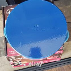 Fontignac Cocotte Cuisson Émail Bleu Fonte Four Français 6,5QT Rond JAMAIS UTILISÉ