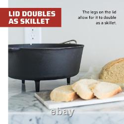 Four à Dutch Oven en Fonte 14 Deluxe avec Couvercle et Leve-Couvercle pour Intérieur et Extérieur