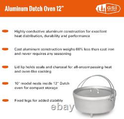 Four en fonte en aluminium de 12' avec pieds fixes pour le camping, la cabane et la maison