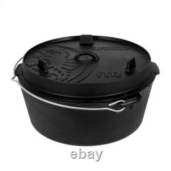 Four hollandais en fonte Petromax pour feu de camp ou cuisine à la maison, base plate