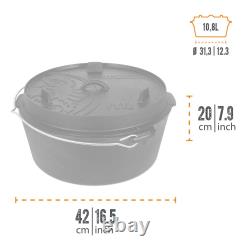 Four hollandais en fonte Petromax pour feu de camp ou cuisine à la maison, base plate
