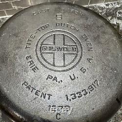 GRISWOLD Tite Top FOUROIR Néerlandais #8 1278c Fonte Plat Pas de Couvercle Fonte Années 1930