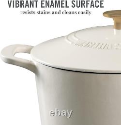 Gatwick 7 QT Cocotte en Fonte Émaillée, Lin Avec Bouton en Or