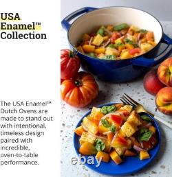 Genuine LODGE USA Cocotte en fonte émaillée Pays-Bas fabriquée aux États-Unis Smooth Sailing 3 Qt